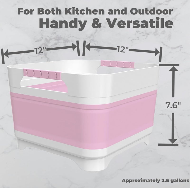 GIMWA Wash Basin for Baby Bottles, Foldable, Versatile Wash Tub for Kitchen, RV, Outdoor Camping Sink, Sturdy & Easy to Clean, Space Saving Plastic Dish tub (Pink) - Image 5
